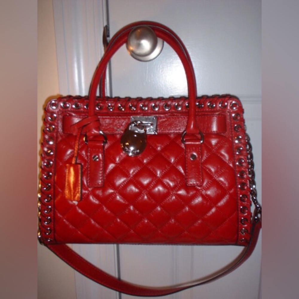 BNWT Michael Kors Hamilton Hippie Rivet Tote in Red